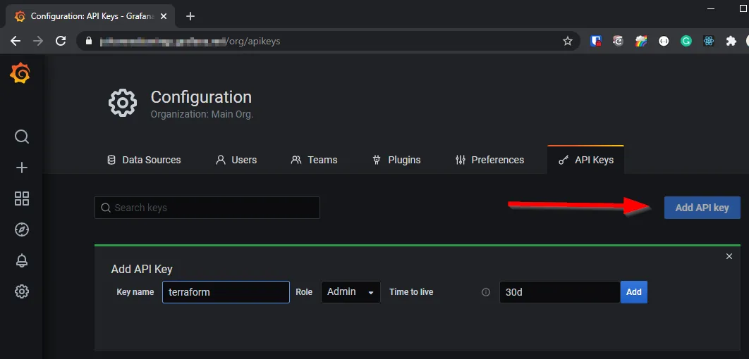 grafana api key creation