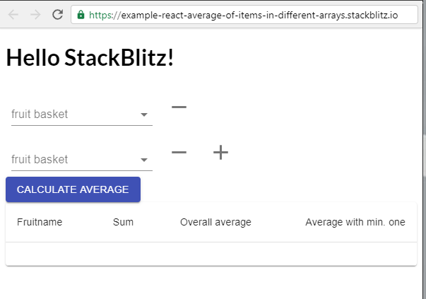 Quick example to get the average of items from different arrays