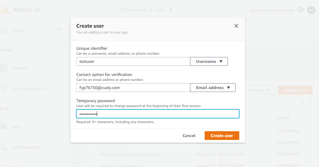 user management user data