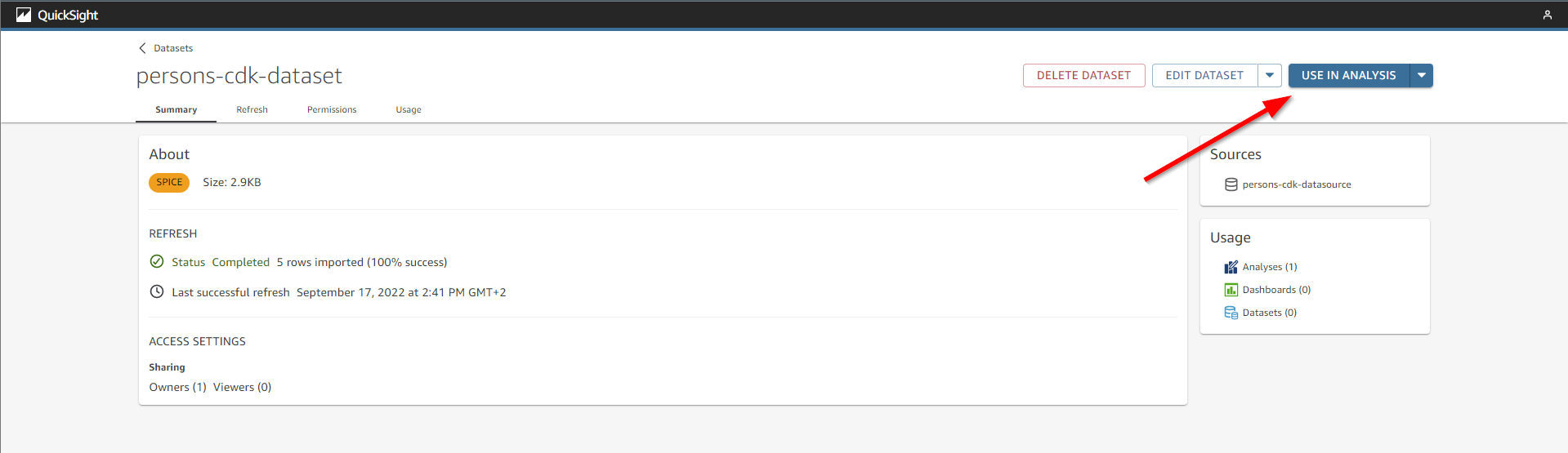 Example how to visualize DynamoDB item changes with Quicksight (S3 source) created with CDK