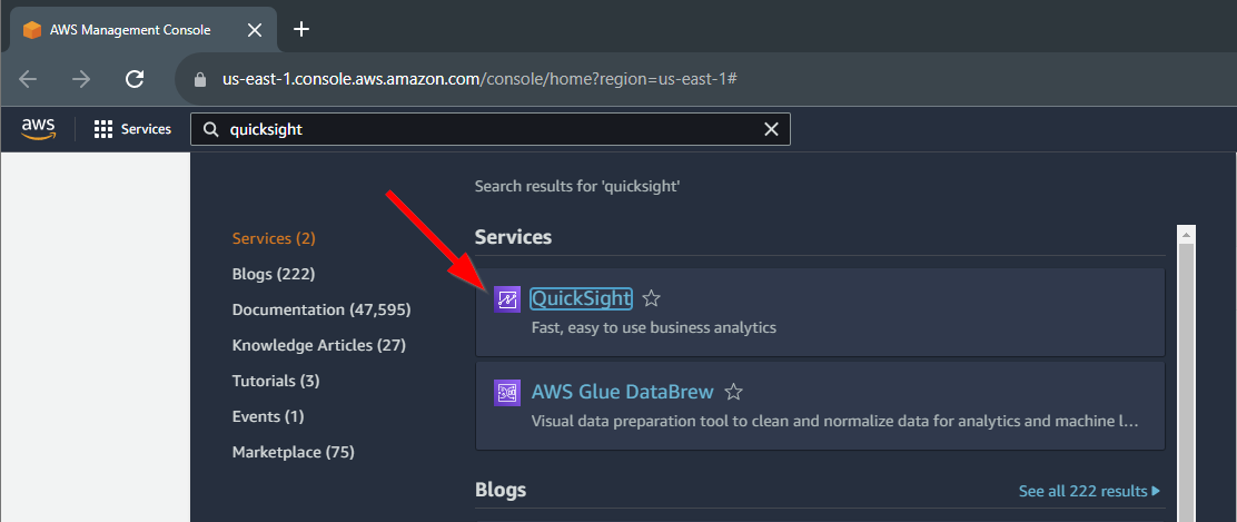 quicksight open service