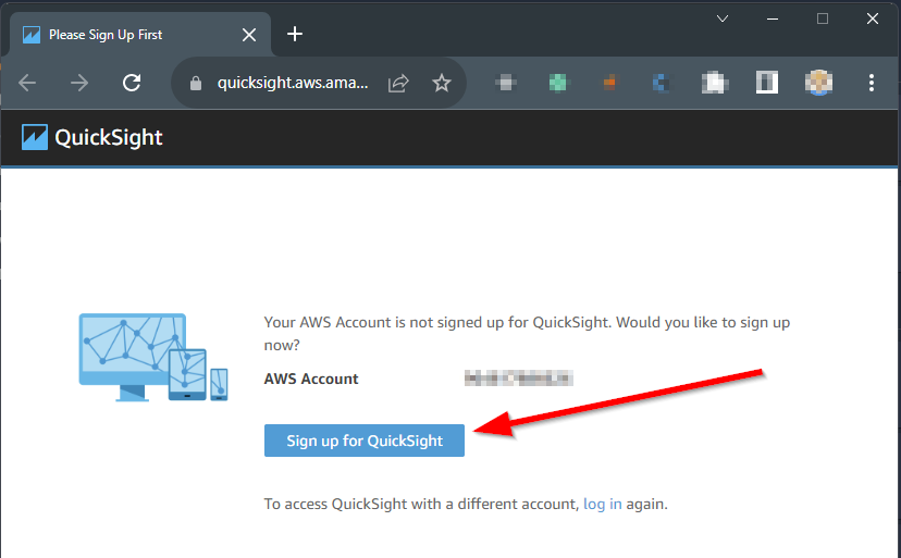 quicksight sign up