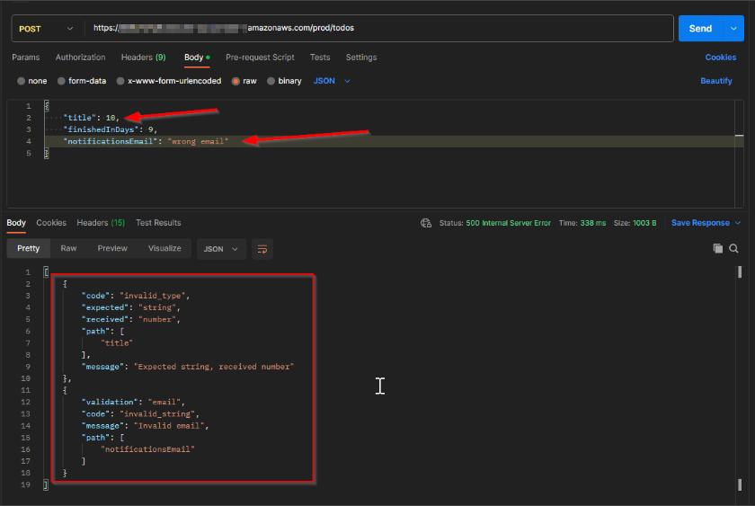 add Todo validation result