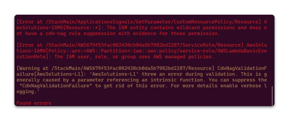 Suppress cdk-nag findings for custom resource singleton lambda globally