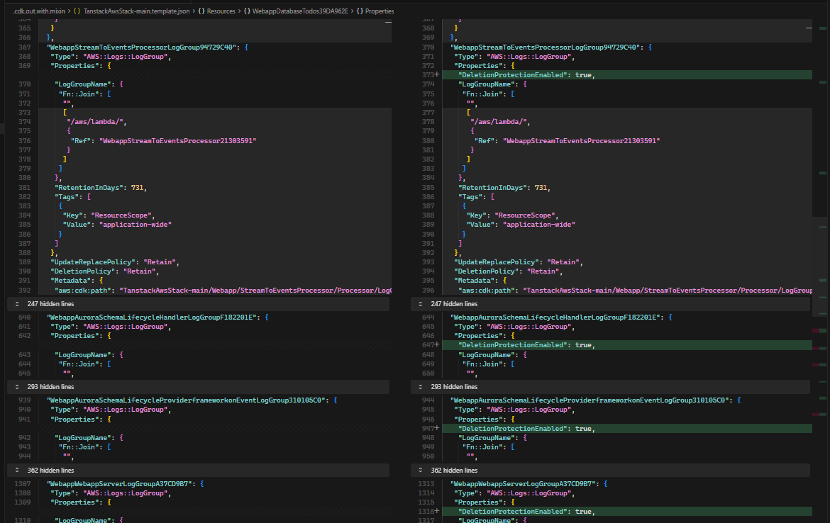 CloudWatch Logs log group with deletion protection enabled