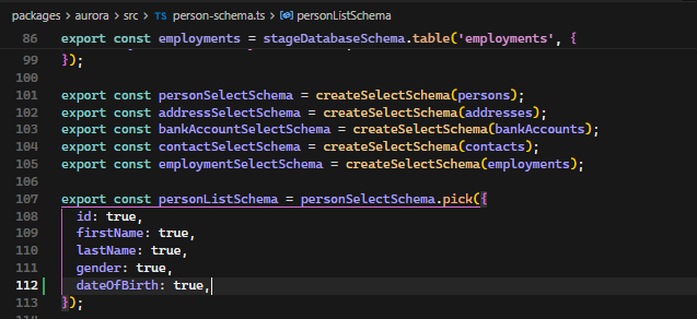person list schema after adding date of birth
