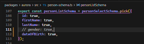 remove gender from the list schema